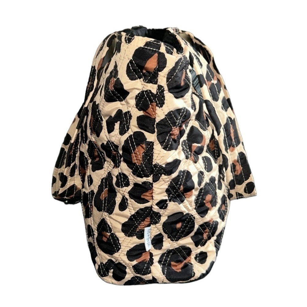Leopard Print Quilted Tote Bag - Brown/Black - Picture 5 of 12